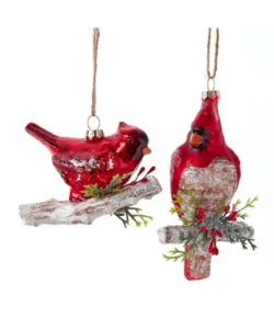 Glass Red Cardinal Ornament  (Assorted)