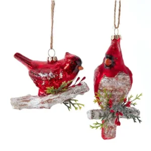 Glass Red Cardinal Ornament  (Assorted)