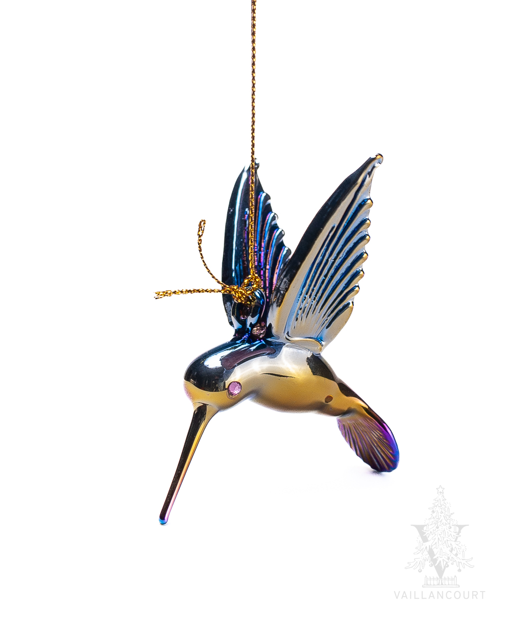 Iridescent Hummingbird Glass Ornament (Assorted)