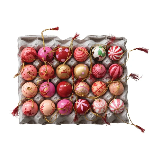 Papier Mache Ornament Set Of 24