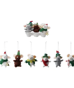 Wool Mouse Ornament Set/6