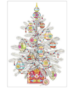 White Ornament Tree Bagged Towel
