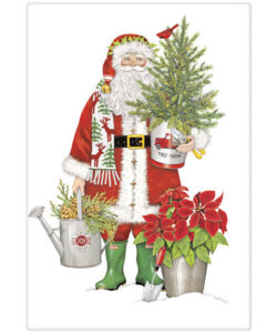 Santa Pointsettia Bagged Towel