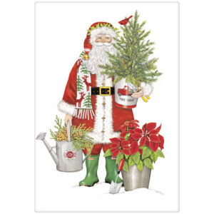 Santa Pointsettia Bagged Towel