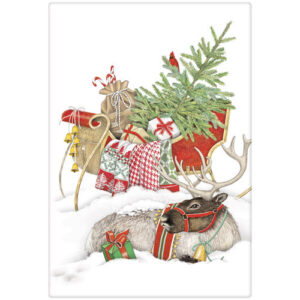 Reindeer Sleigh Bagged Towel