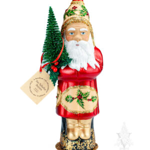 Santa in Red with Ornate Holly and Ivy Patterns