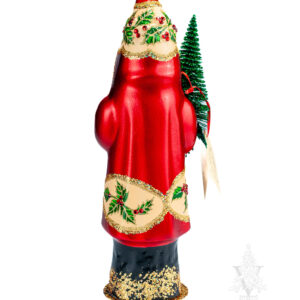 Santa in Red with Ornate Holly and Ivy Patterns