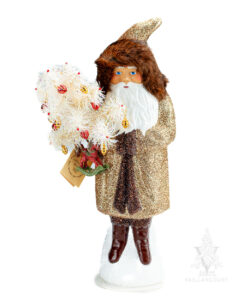 Glittered Santa with Fur and Decorated Tree