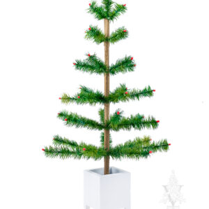 Green Feather Tree in White Base