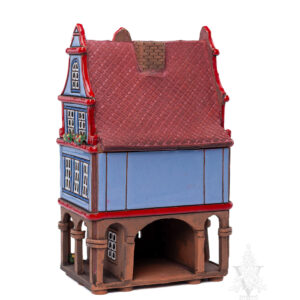 Keramik Blue House with Red Roof