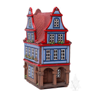 Keramik Blue House with Red Roof