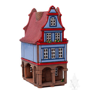Keramik Blue House with Red Roof
