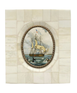 Whaling Print Bone& Brass Frame