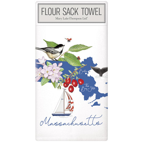 Massachusetts State Symbols large Packaged Towel